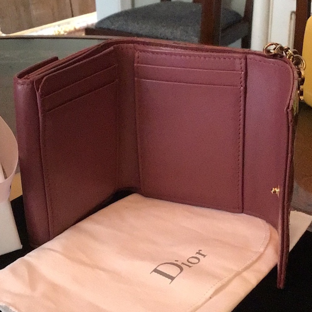 Authentic Lady Dior Lotus Trifold Patent Leather Compact Folding Wallet with COA - Picture 7 of 10